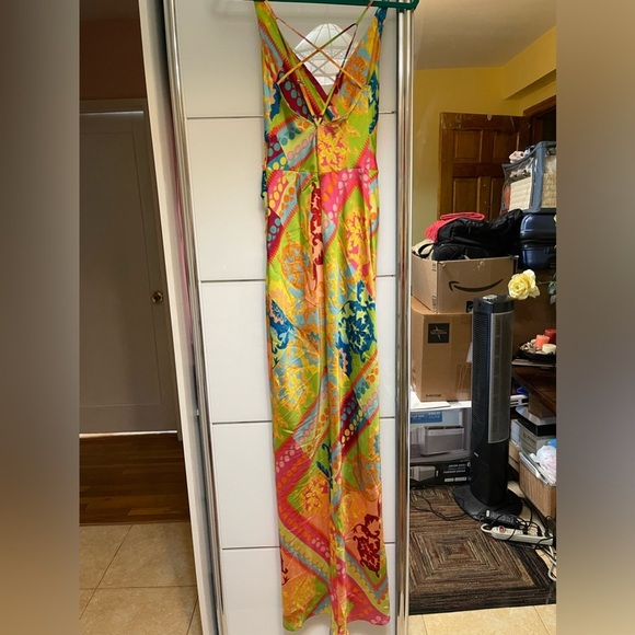 Floral Multicolor Long Dress Maxi Sleeveless Sz XS/ S - Picture 2 of 10